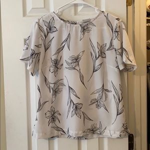 Light Weight White Blouse with Flower Detail